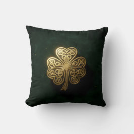 Gold Celtic Knot Shamrock Green Velvet Pillow クッション