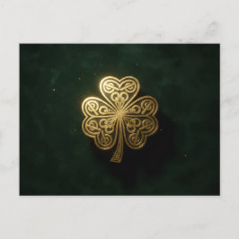 Gold Celtic Shamrock Green Holiday Postcard シーズンポストカード