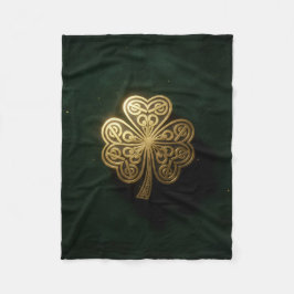 Gold Celtic Shamrock Green Velvet Blanket フリースブランケット