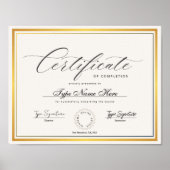 Gold Certificate of completion, award diploma ポスター (正面)