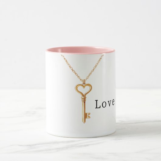 Gold Chain Heart Necklace Love マグカップ (中央)