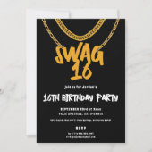 Gold Chain | Swag 16 バースデーパーティー 招待状 (正面)