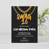 Gold Chain | Swag 16 バースデーパーティー 招待状 (スタンド正面)