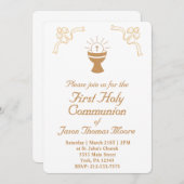 Gold Chalice First Holy Communion Invitation 招待状 (正面/裏面)