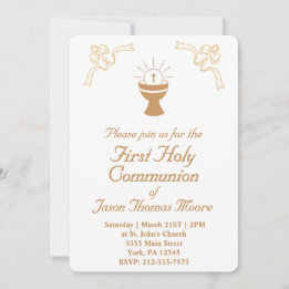 Gold Chalice First Holy Communion Invitation 招待状