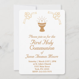 Gold Chalice First Holy Communion Invitation 招待状