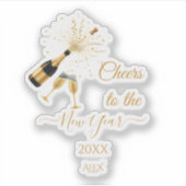  Gold Champagne Cheers New Year シール (正面)