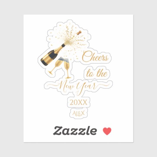 Gold Champagne Cheers New Year シール (シート)