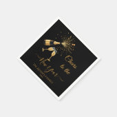  Gold Champagne Cheers New Year スタンダードカクテルナプキン (角)