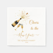 Gold Champagne Cheers New Year スタンダードカクテルナプキン (正面)