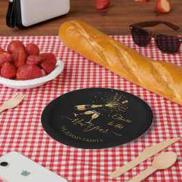  Gold Champagne Cheers New Year ペーパープレート