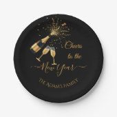  Gold Champagne Cheers New Year ペーパープレート (正面)