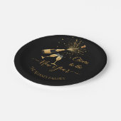  Gold Champagne Cheers New Year ペーパープレート (アングル)