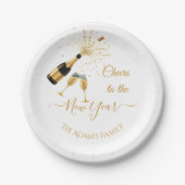  Gold Champagne Cheers New Year ペーパープレート (正面)