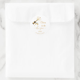  Gold Champagne Cheers New Year ラウンドシール