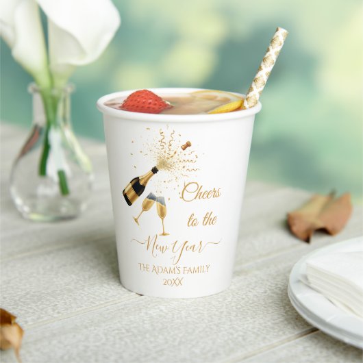  Gold Champagne Cheers New Year 紙コップ (インサイチュ)