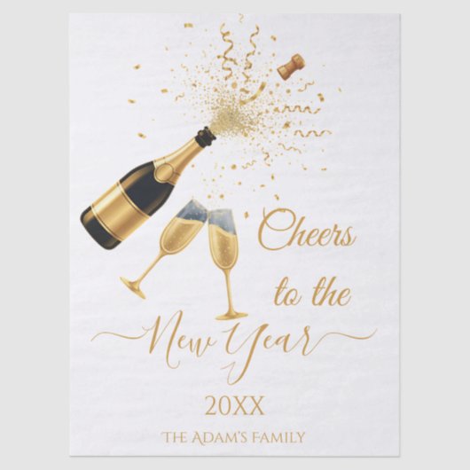 Gold Champagne Cheers New Year 薄葉紙 (正面)