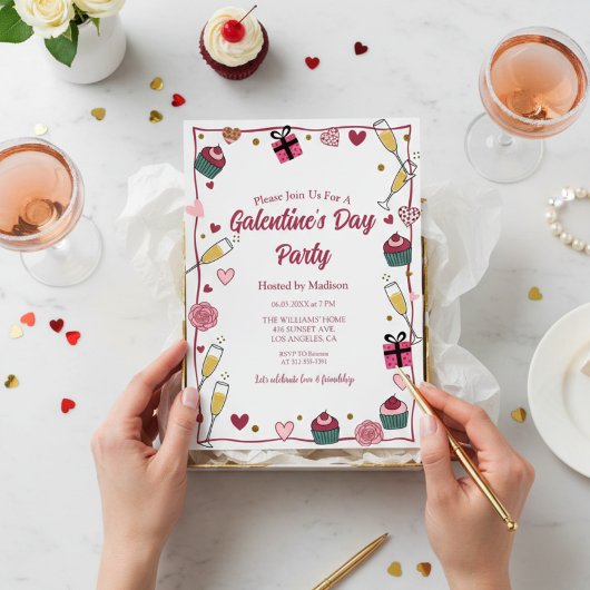 Gold Champagne Galentine's Invitation 招待状