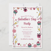 Gold Champagne Galentine's Invitation 招待状 (正面)