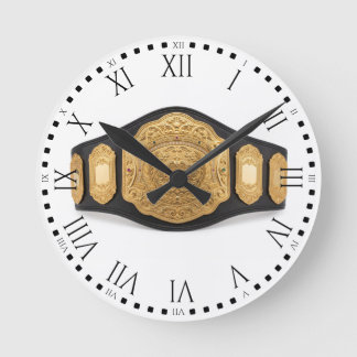 Gold Championship Belt Boxing Wrestling Decor ラウンド壁時計