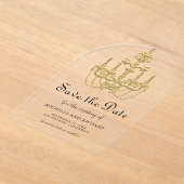Gold Chandelier Wedding Save the Date アクリル招待状 (レイダウン)