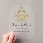 Gold Chandelier Wedding Save the Date アクリル招待状 (インサイチュ (ポータブル))