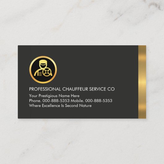 Gold Chauffeur Buttons On Grey Black Layers 名刺 (裏面)