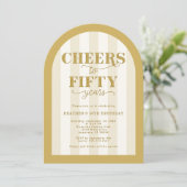 Gold Cheers to 50 Years 50th Birthday 招待状 (スタンド正面)