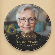 Gold Cheers to 60 Years Custom Photo Birthday