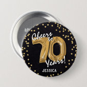 Gold Cheers to 70 Years' 70th Birthday 缶バッジ (正面&裏面)