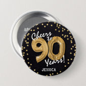 Gold Cheers to 90 Years' 90th Birthday 缶バッジ (正面&裏面)