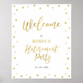 Gold | Chic Confetti Retirement Party Welcome Sign ポスター (正面)