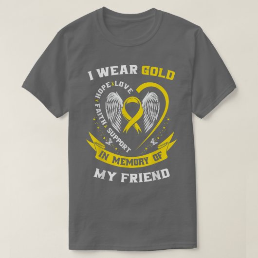 Gold Childhood Cancer Awareness Items In Memory of Tシャツ (デザイン正面)