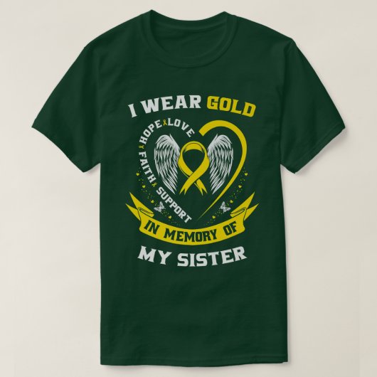 Gold Childhood Cancer Awareness Items Sister Men W Tシャツ (デザイン正面)