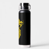 Gold Chinese Dragon aesthetic Matte Black Water  ウォーターボトル (背面)