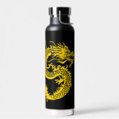 Gold Chinese Dragon aesthetic Matte Black Water  ウォーターボトル (左面)