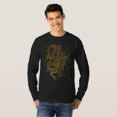 Gold Chinese Dragon with Black Background Tシャツ (正面フル)