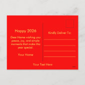 Gold Chinese new year 2026 シーズンポストカード (裏面)