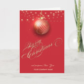 Gold Christmas Ball,String Lights Red Corporate シーズンカード (正面)