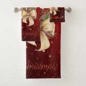 Gold Christmas Ball,Wine Glass,Reindeer バスタオルセット (インサイチュ)
