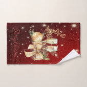 Gold Christmas Ball,Wine Glass,Reindeer バスタオルセット (ハンドタオル)