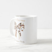 Gold Christmas Bow Mug | Custom Name コーヒーマグカップ (正面左)
