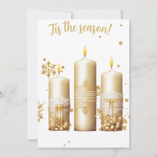 Gold Christmas Card with Candles シーズンカード (正面)
