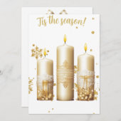 Gold Christmas Card with Candles シーズンカード (正面/裏面)