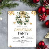 gold Christmas Dinner Party 招待状