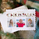 Gold Christmas Lettering Photo Cards サンキューカード<br><div class="desc">Wish everyone you know a very happy holiday with this lovely photo card! Easily edit the photo,  family name and message on the back!</div>