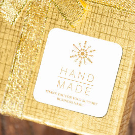 Gold Christmas Modern Snowflake for Business スクエアシール