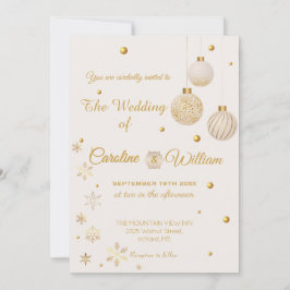 Gold Christmas Ornament  wedding Invitation 招待状