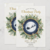 Gold Christmas Party Invitation | Editable Friends 招待状 (正面/裏面)