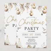 Gold Christmas Party Invitation | Editable Friends 招待状 (正面/裏面)